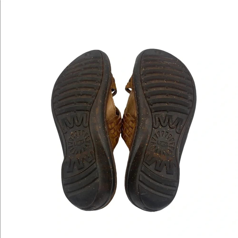 💕SALE💕 UGG Brown Leather Hurricane Sandals - Picture 3 of 9